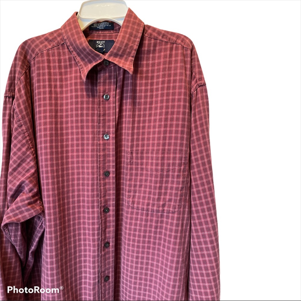 Hunt Club LS button up Plaid Cotton  Size LXT